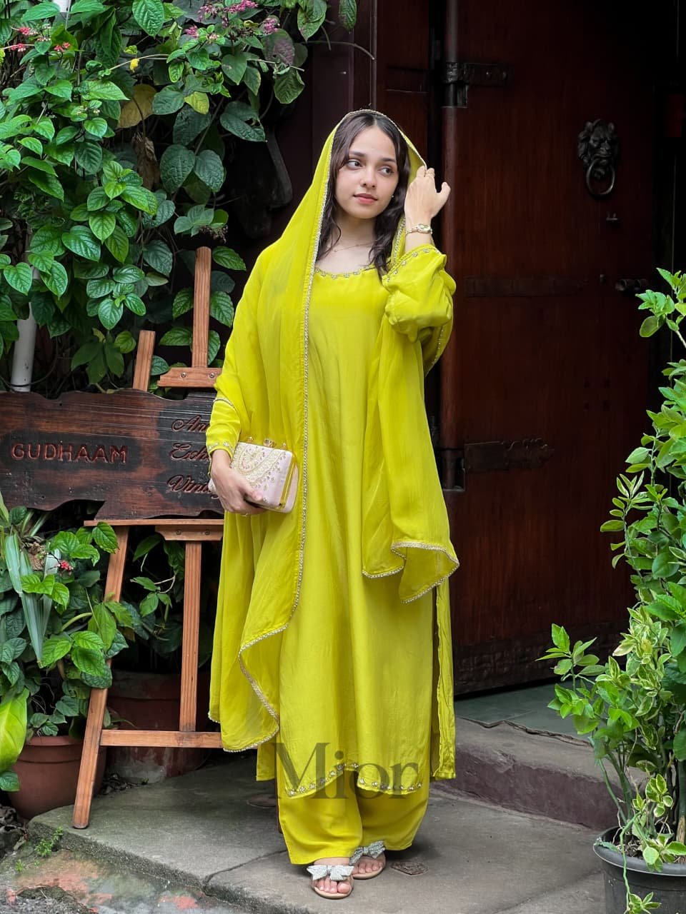 Lime Green Embroidered Anarkali Suit with Dupatta