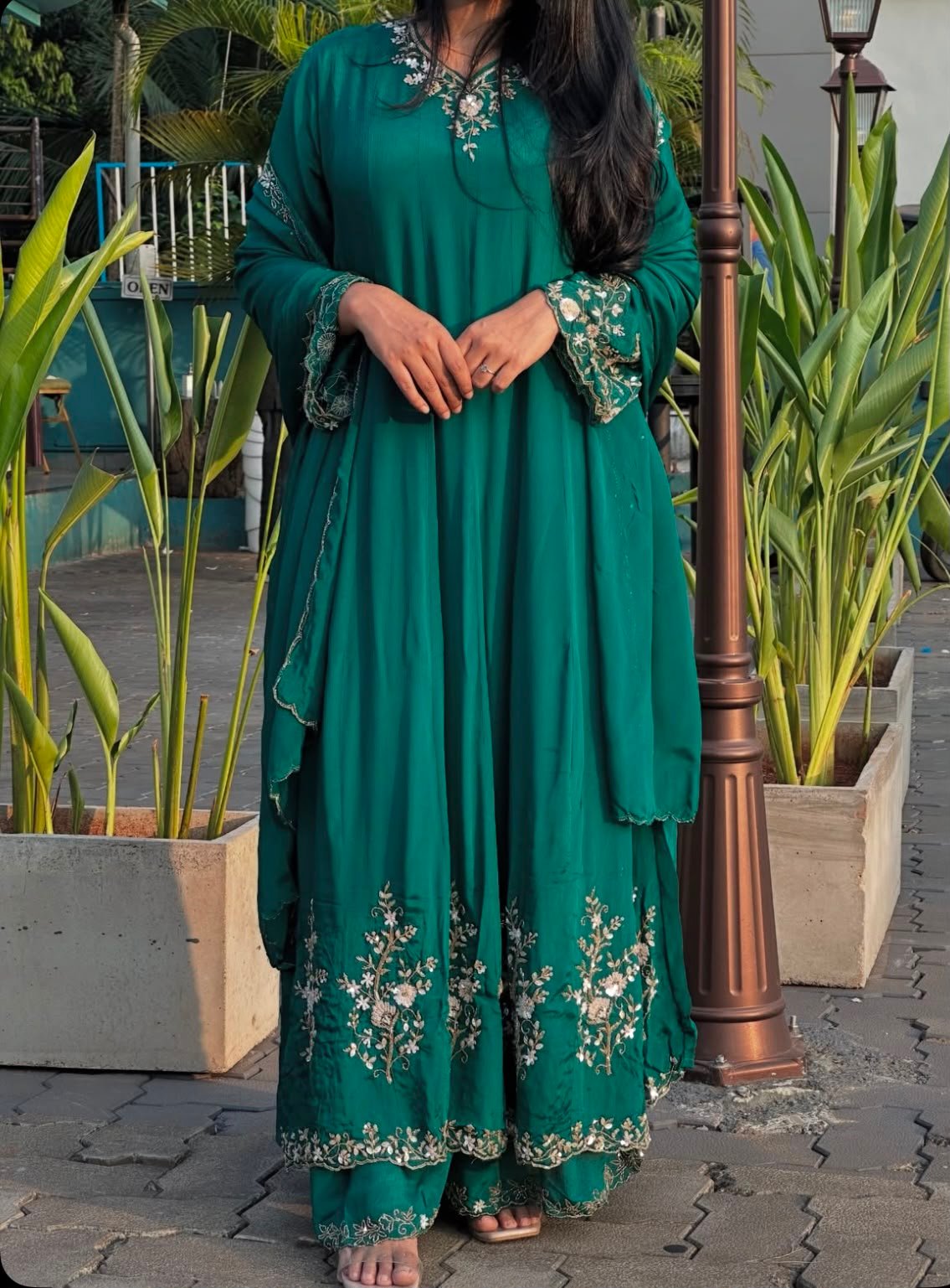 Emerald Grace Embroidered Anarkali